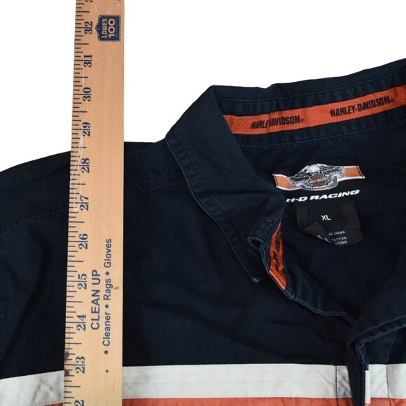 Harley Davidson Racing Shirt Short Sleeve Embroidered XL Cotton Twill - Picture 5 of 7